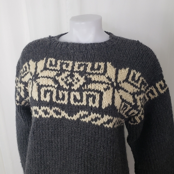 European made wool sweater ski lodge wear gray fairlise medium heavy knit - Picture 2 of 5